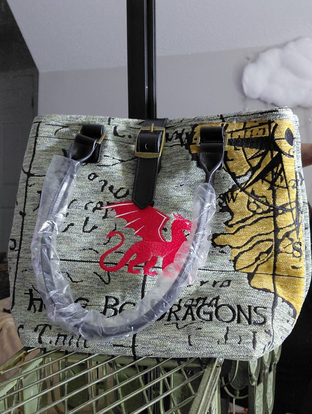 Here BE Dragon Graphic Tote Bag with Black Trim